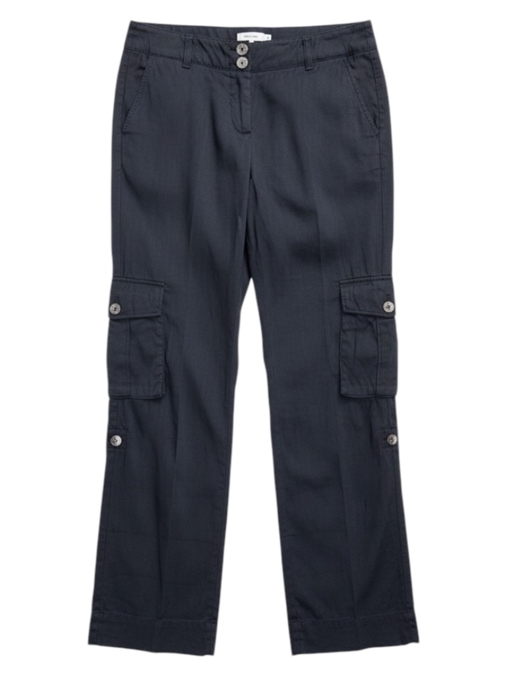 Theory Vega Black Linen Blend Cargo Pants Straight Leg Size 0